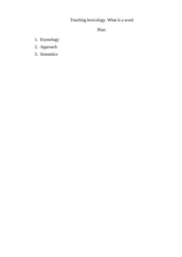 Teaching lexicology. What is a word
