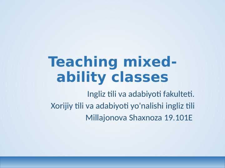 Teaching mixed-ability classes
