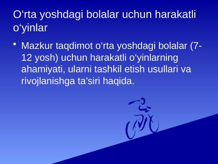 O‘rta yoshdagi bolalar uchun harakatli o‘yinlar