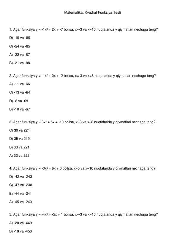 Matematika test