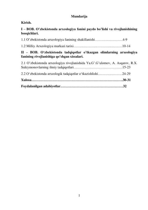 O’zbekistonda arxeologiya fanini paydo bo’lishi va rivojlanishining  bosqichlari