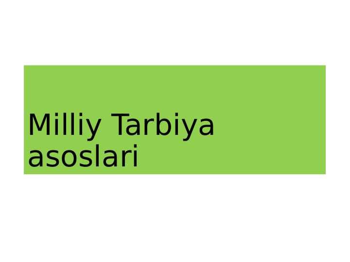 Milliy Tarbiya asoslari