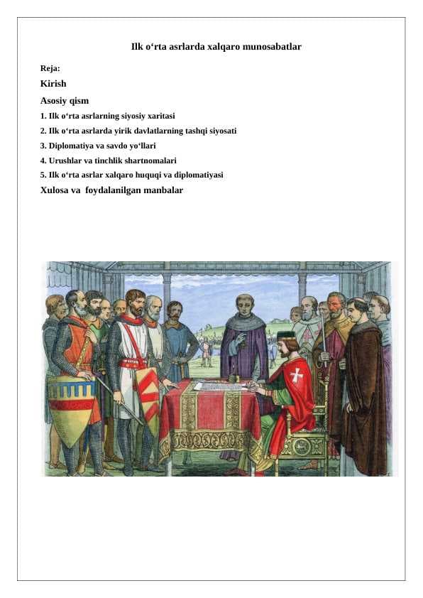 Ilk o‘rta asrlarda xalqaro munosabatlar
