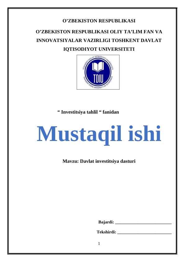 Davlat investitsiya dasturi