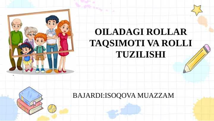 Oiladagi rollar taqsimoti va rolli tuzilishi  SLAYD