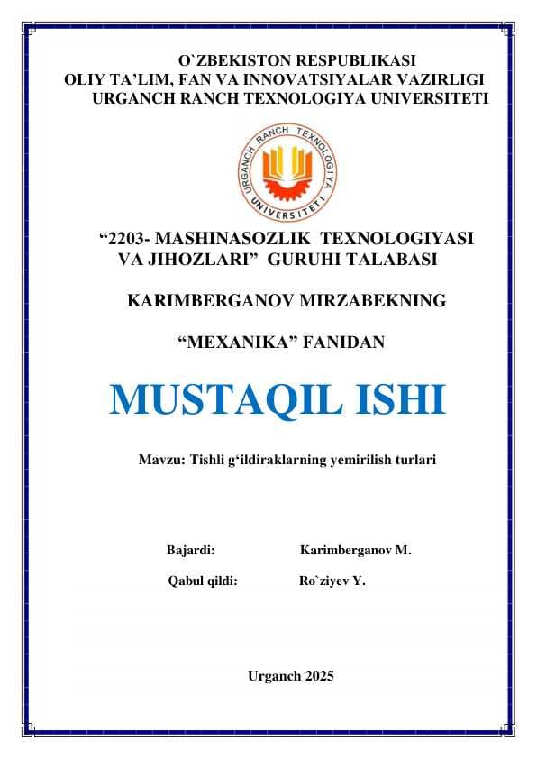 Tishli g‘ildiraklarning yemirilish turlari