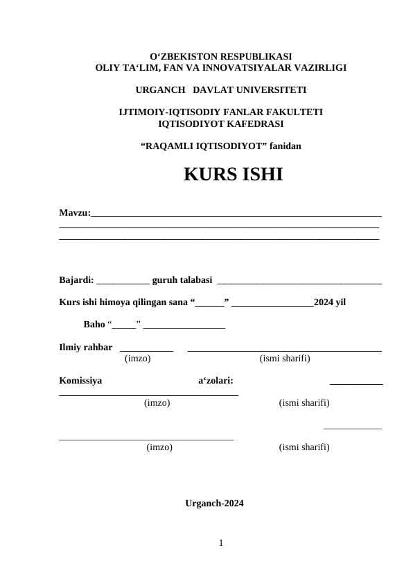 Blokchain kurs ishi