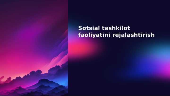 Sotsial tashkilot faoliyatini rejalashtirish