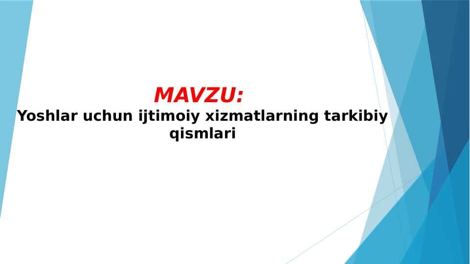 Yoshlar uchun ijtimoiy xizmatlarning tarkibiy qismlari