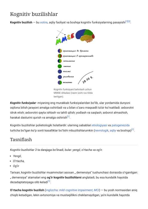 Kognitiv buzilishlar