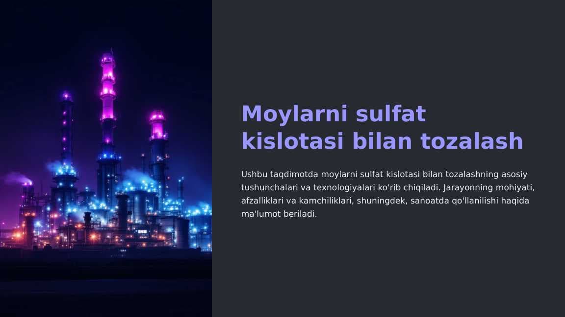 Moylarni sulfat kislotasi bilan tozalash