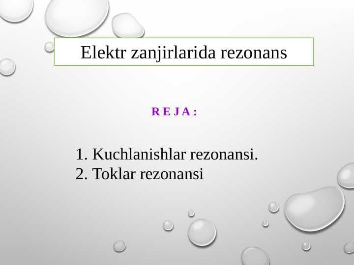 Elektr zanjirlarida rezonans