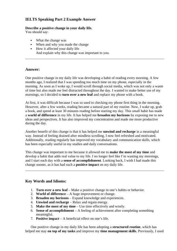 Ielts speaking part 2 answers