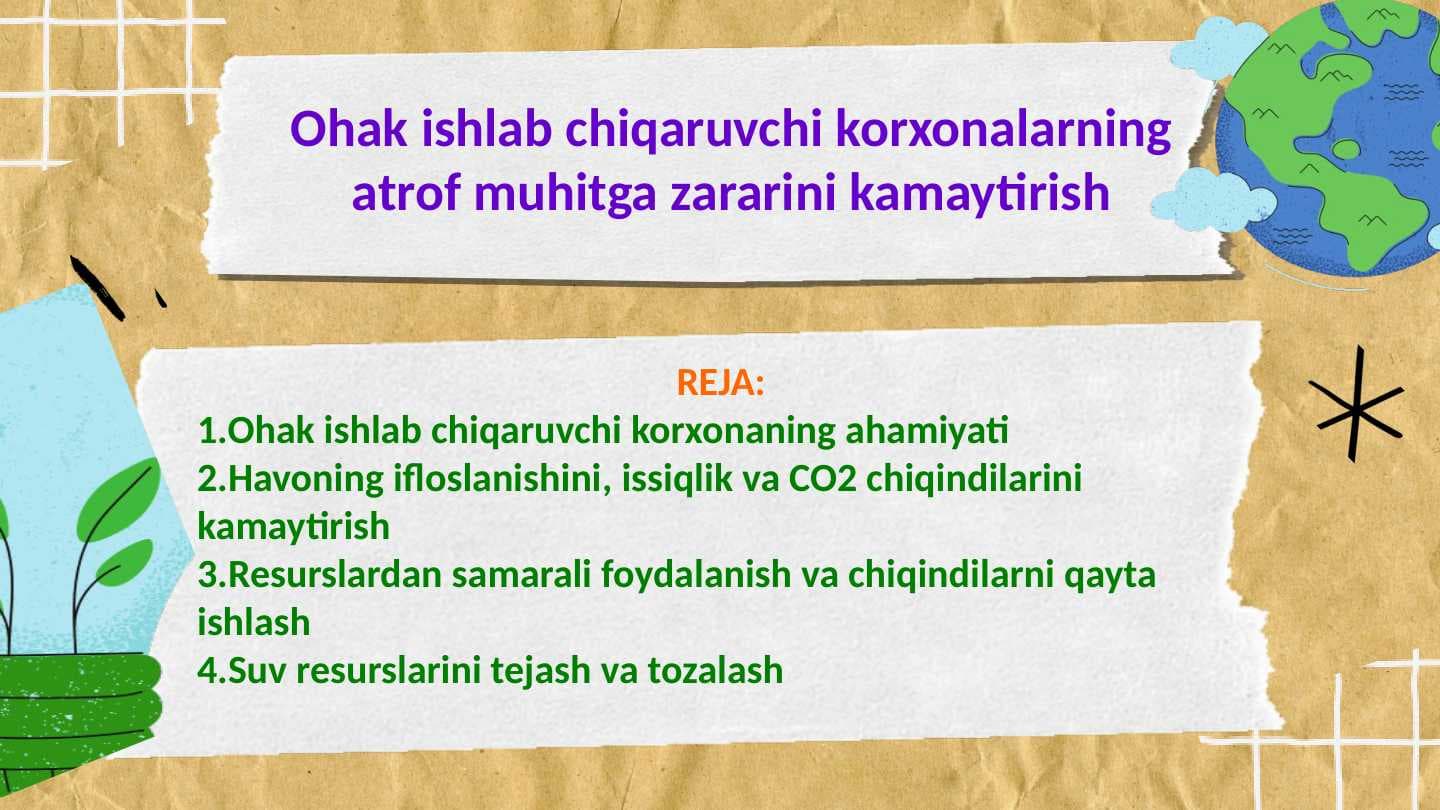 Ohak ishlab chiqaruvchi korxonalarning atrof muhitga zararini kamaytirish