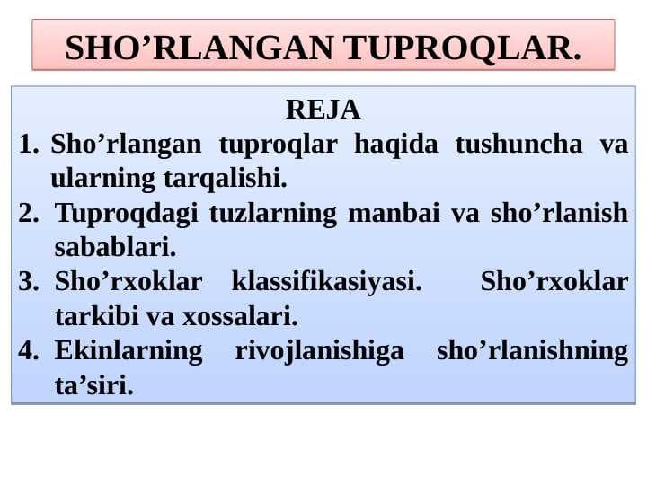 SHO’RLANGAN TUPROQLAR