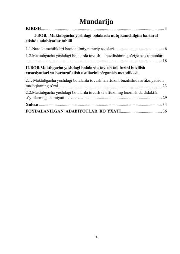 Maktabgacha  yoshdagi bolalarda tovush talaffuzini  buzilish xususiyatlari va bartaraf etish usullari