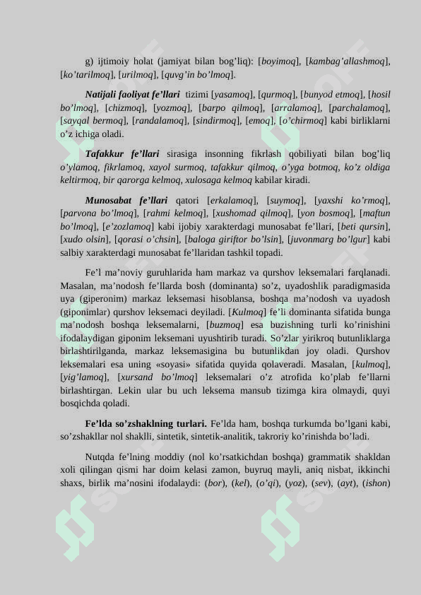 Fe'l mavzusida kurs ishi