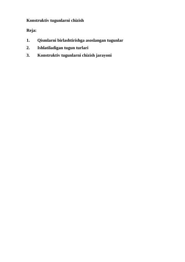 Konstruktiv tugunlarni chizish