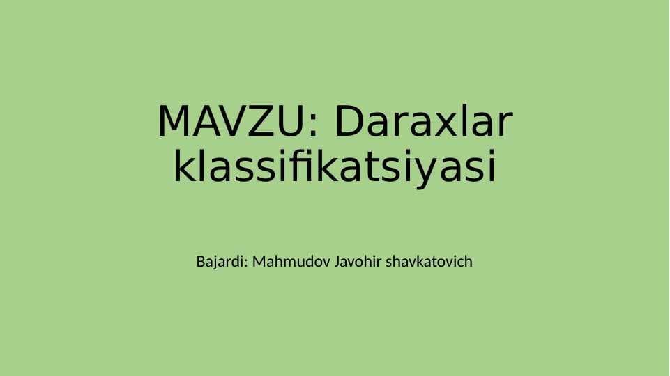 Daraxtlar klassifikatsiyasi
