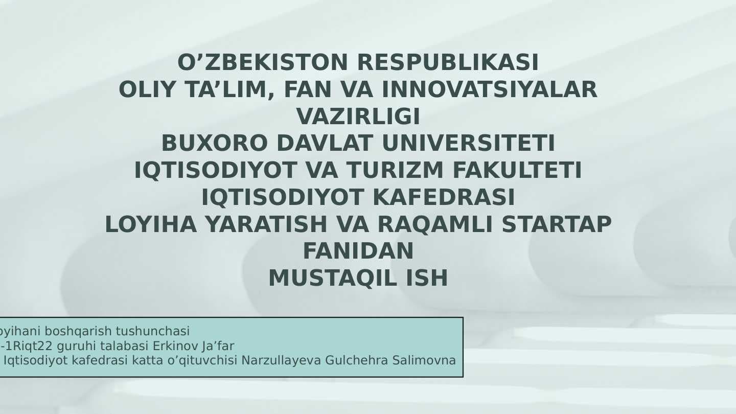 Loyihani boshqarish tushunchasi