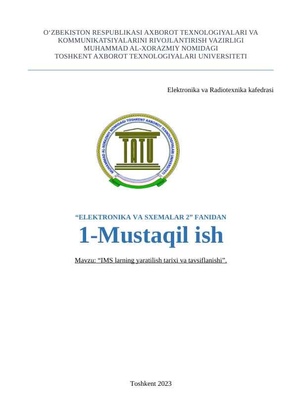 IMS larning yaratilish tarixi va tavsiflanishi