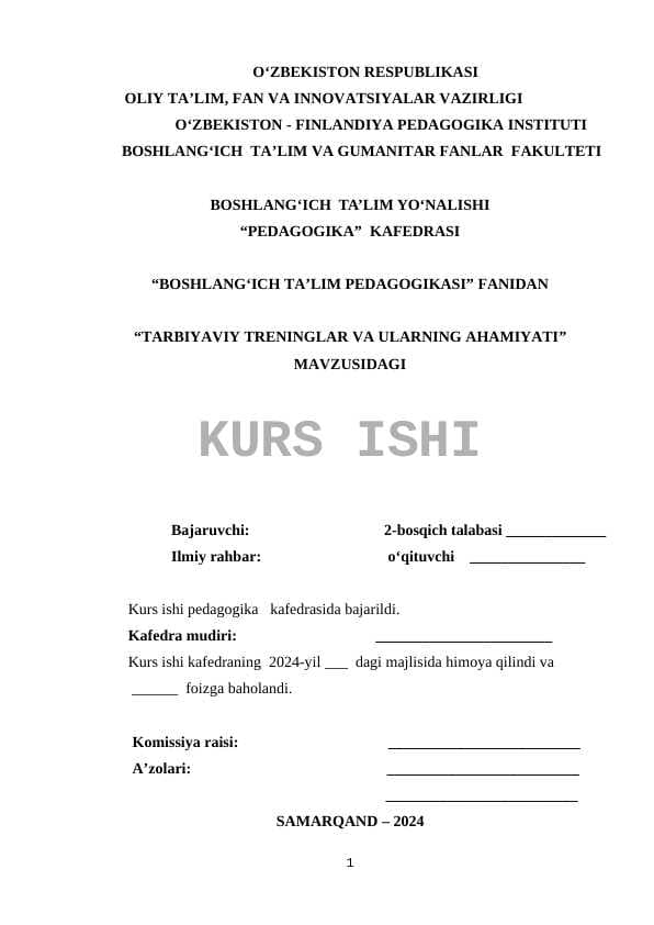 Tarbiyaviy treninglar