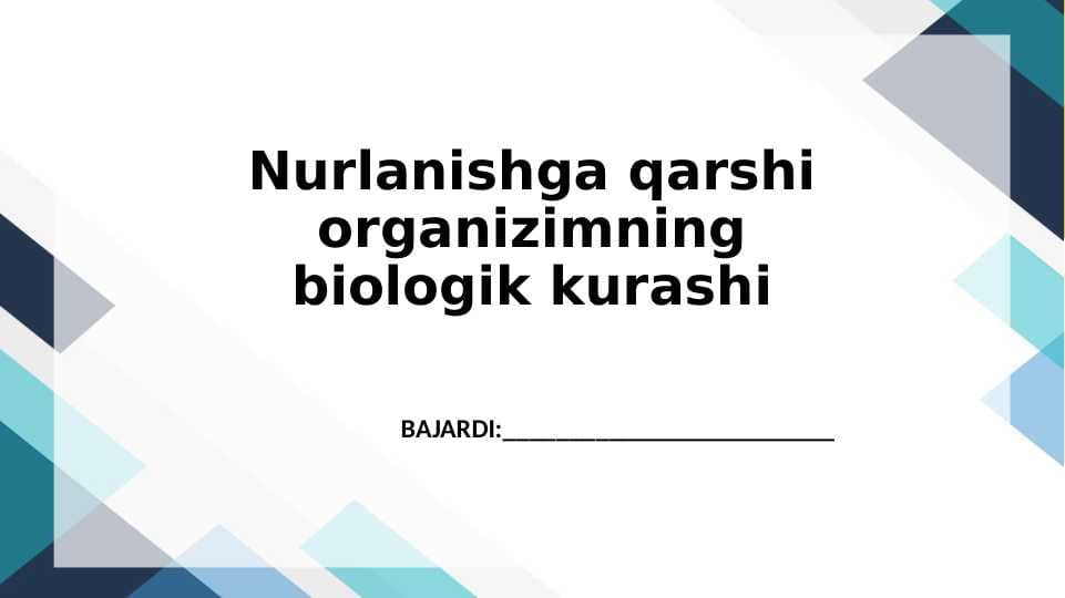 Nurlanishga qarshi organizimning biologik kurashi