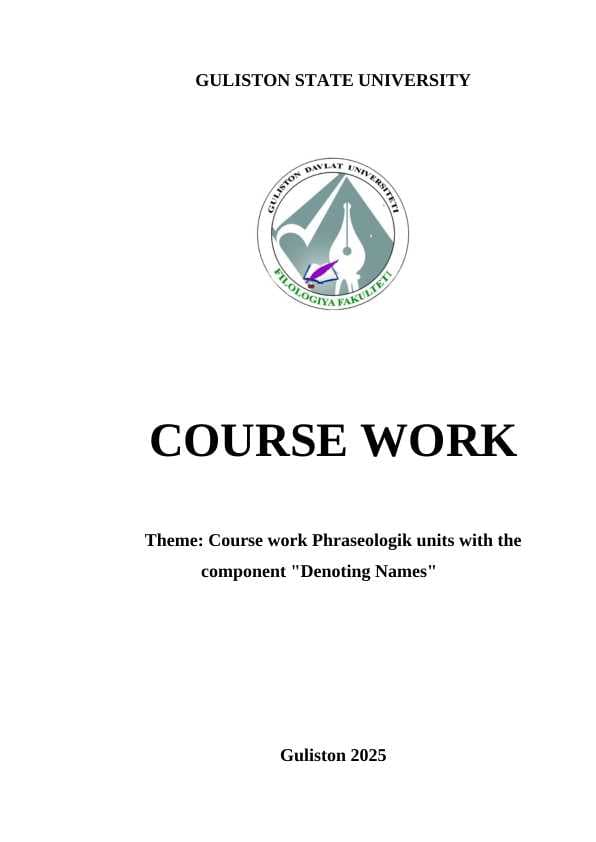Course work Phraseologik units with the component Denoting Names