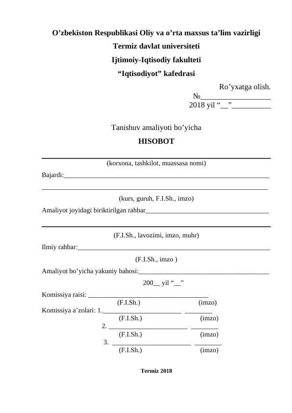 Amaliyot hisoboti bank