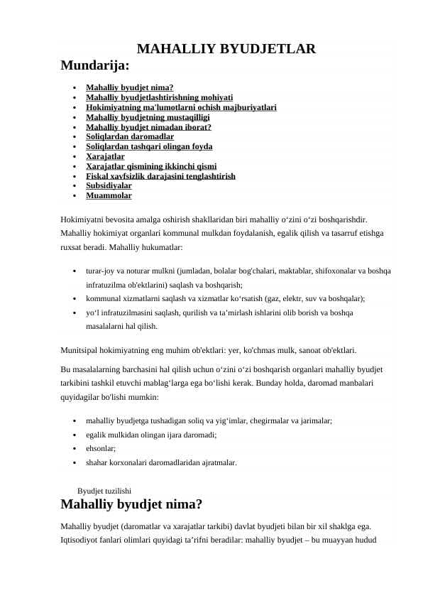 Mahalliy byudjetlar