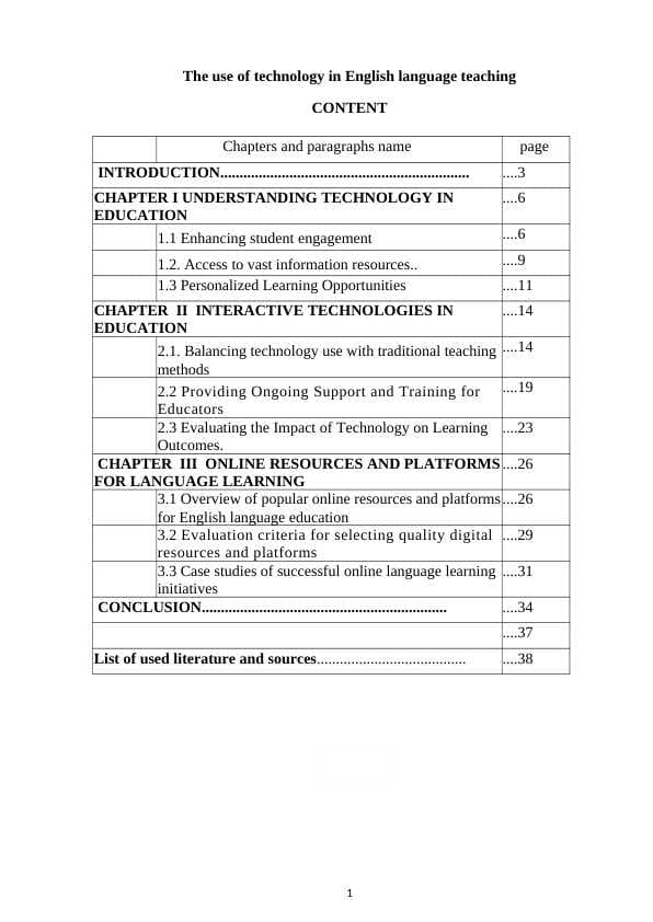 The use of technology in English language teaching