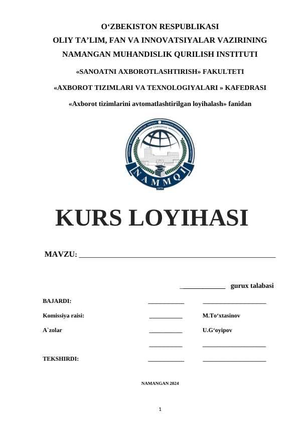 MP va mikroEXM arxitektura loyihasini ishlab chiqish