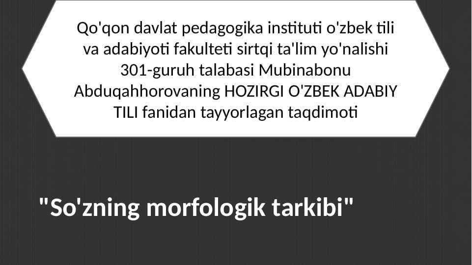 So'zning morfologik tarkib