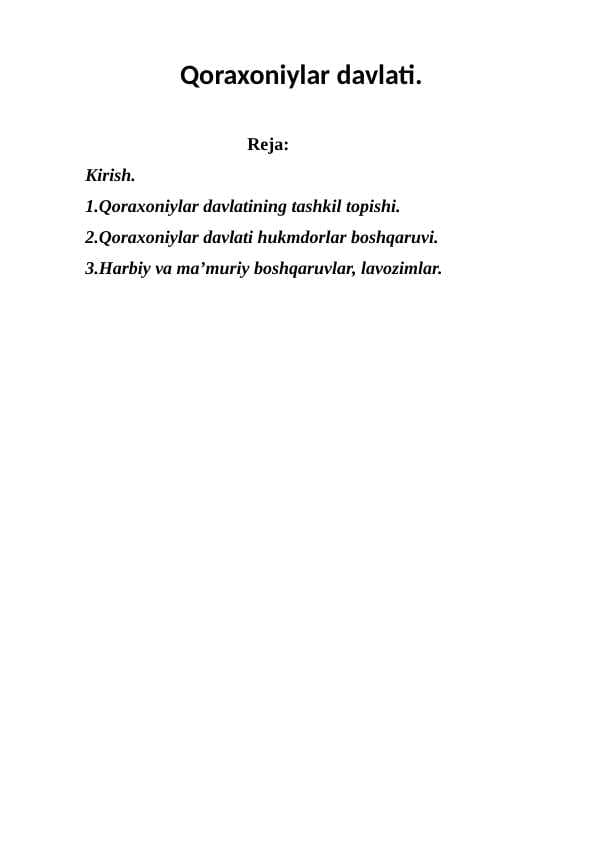 Qoraxoniylar davlati.