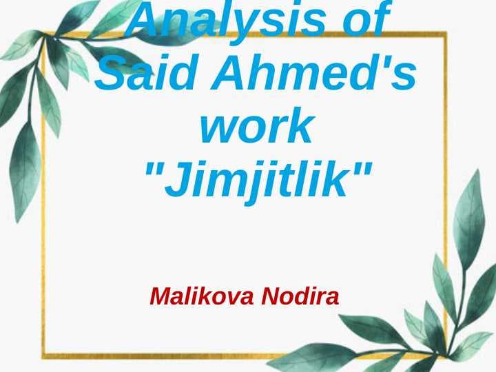 Analysis of ʼʼJimjitlikʼʼ