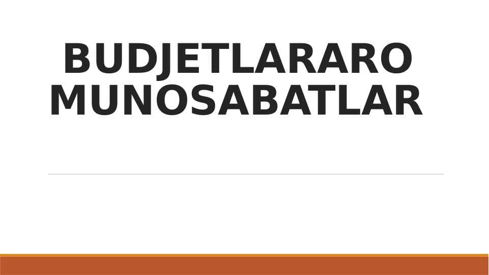 BUDJETLARARO MUNOSABATLAR