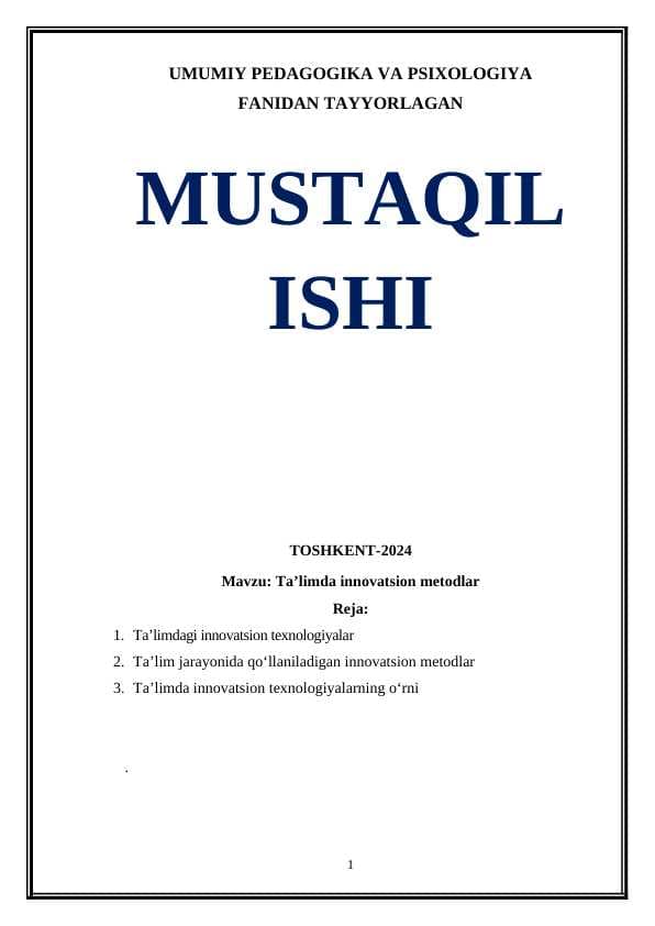 Ta’limda innovatsion metodlar