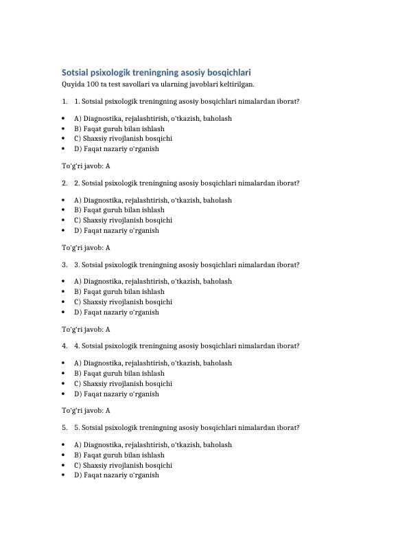 Korrelyatsiya tushunchasi va uning psixologik tadqiqotlardagi o‘rni. Spirmen korrelyatsiyasi 100 TA TEST JAVOBLARI BILAN