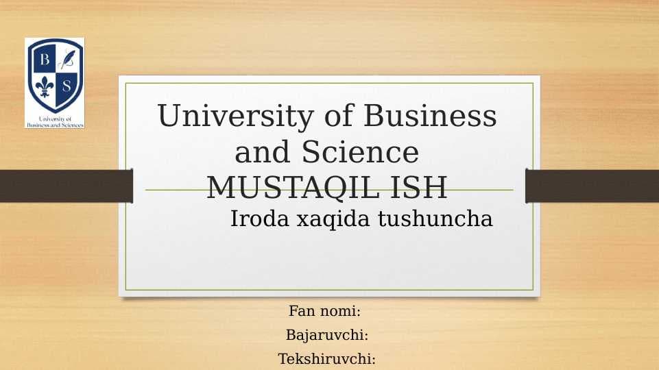 Iroda xaqida tushuncha