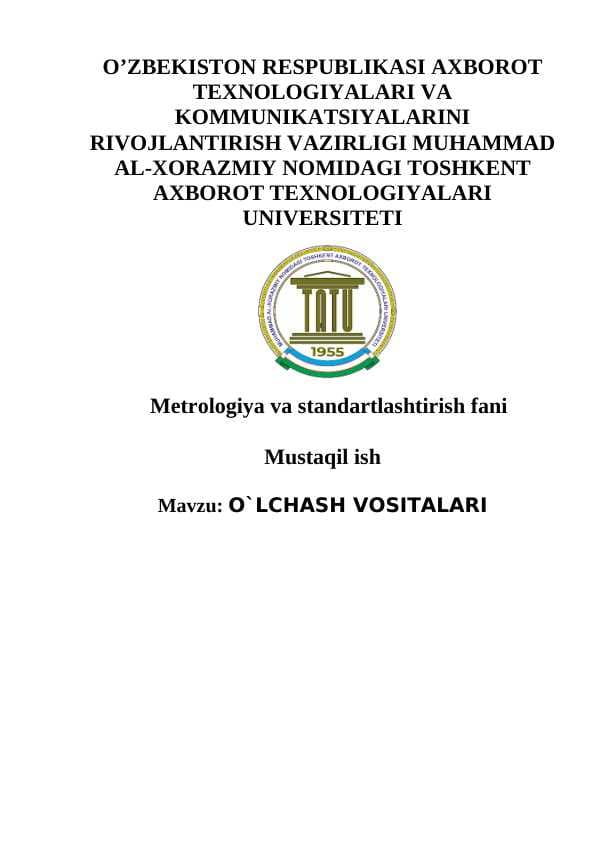 O`LCHASH VOSITALARI
