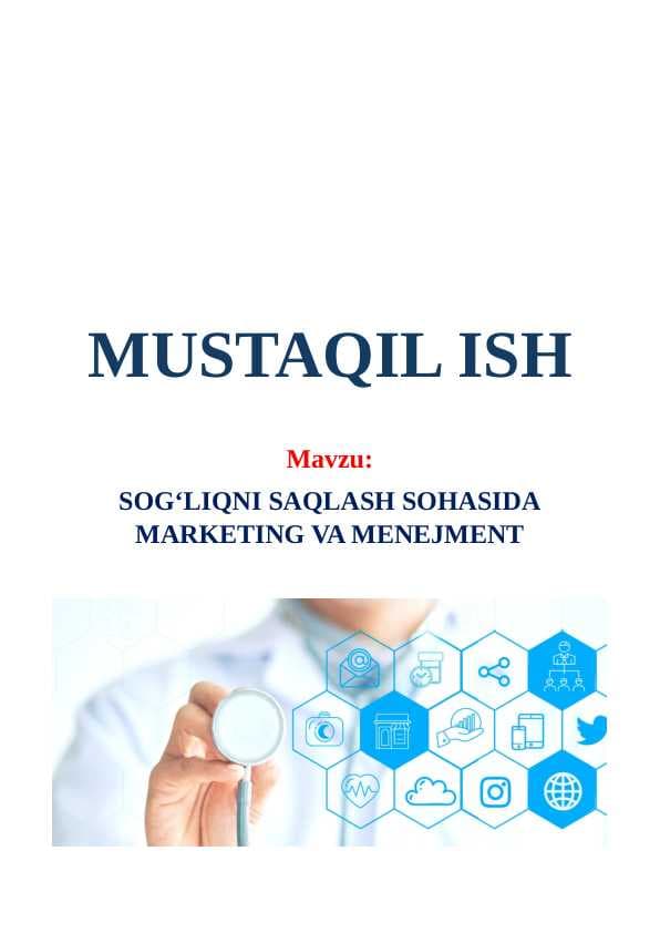 Sog‘liqni saqlash sohasida marketing va menejment