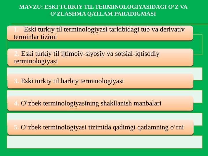 ESKI TURKIY TIL TЕRMINOLOGIYASIDAGI O‘Z VA O‘ZLASHMA QATLAM PARADIGMASI