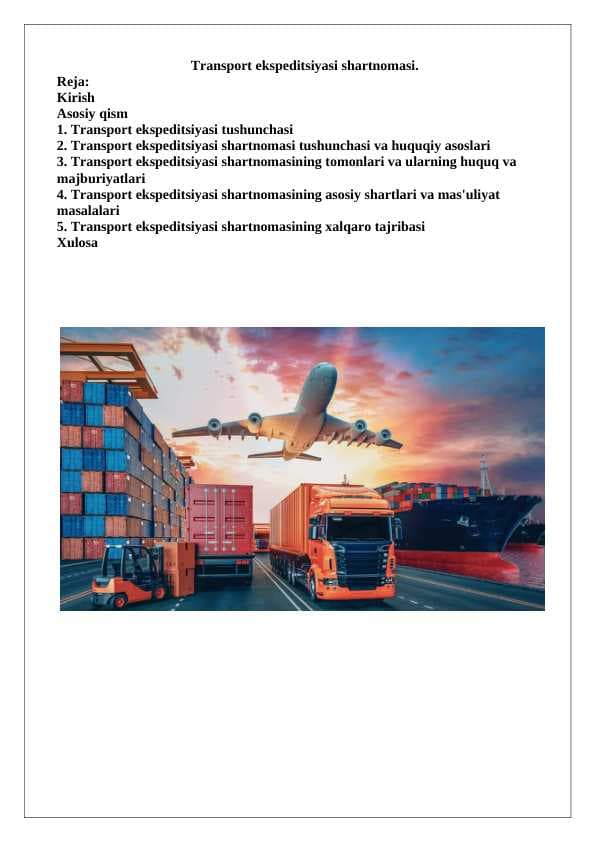 Transport ekspeditsiyasi shartnomasi