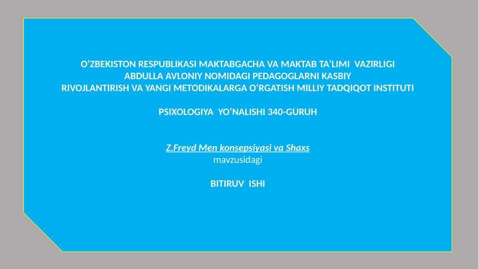 Z.Freyd Men konsepsiyasi va Shaxs