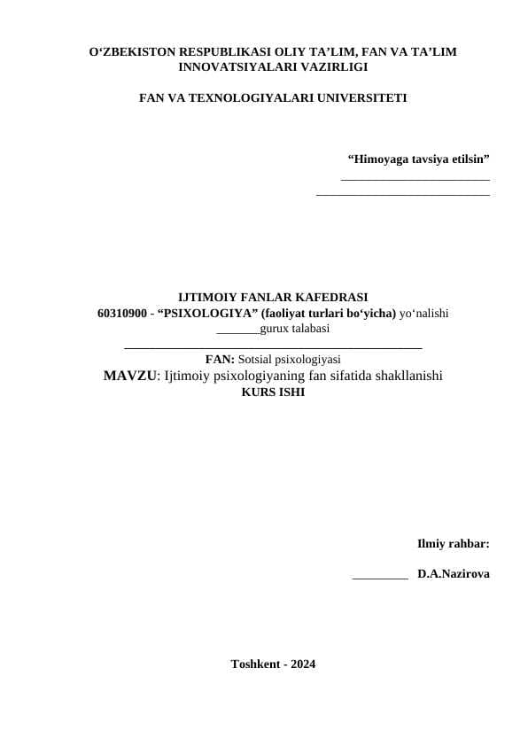 Ijtimoiy psixologiyaning fan sifatida shakllanishi