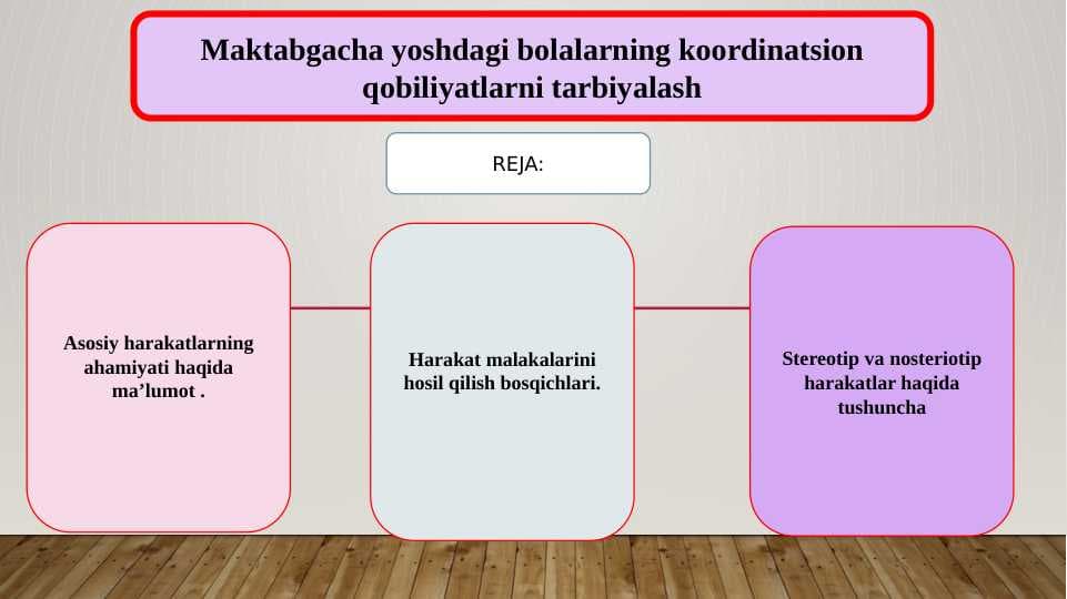 Maktabgacha yoshdagi bolalarning koordinatsion qobiliyatlarni tarbiyalash