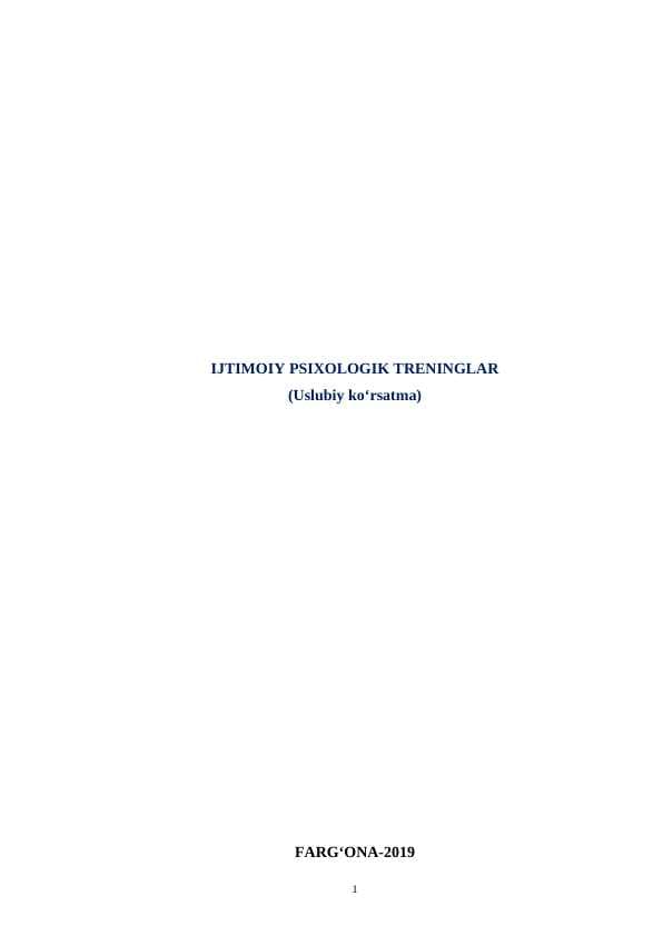 IJTIMOIY PSIXOLOGIK TRENINGLAR