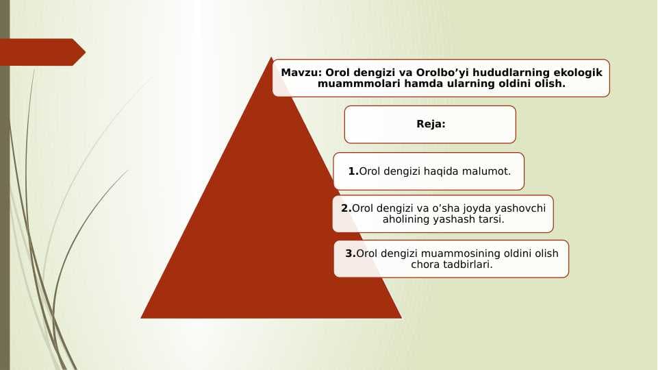 Orol dengizi va Orolbo’yi hududlarning ekologik muammmolari hamda ularning oldini olish