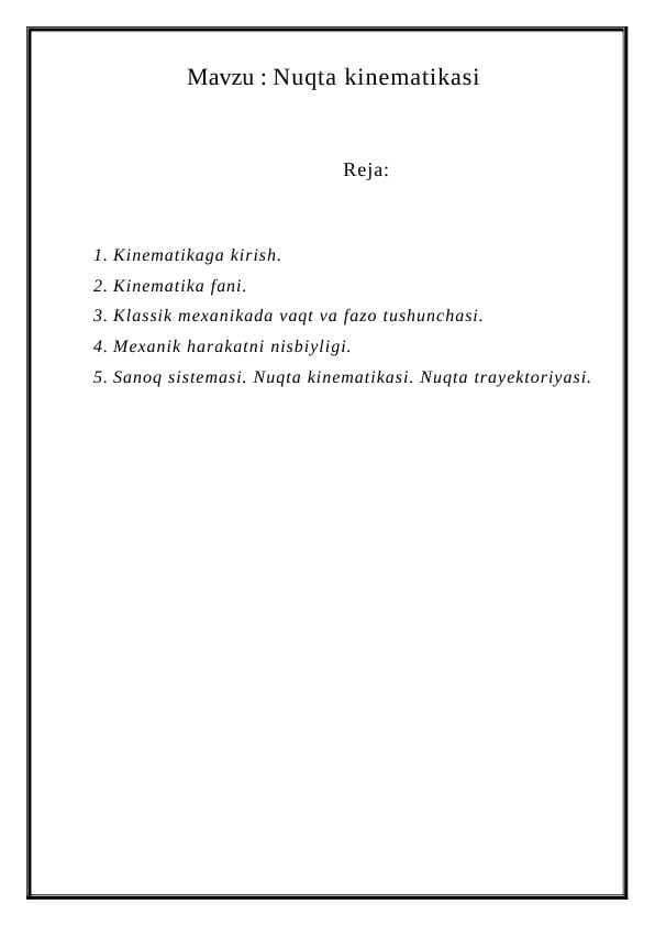 Nuqta kinematikasi