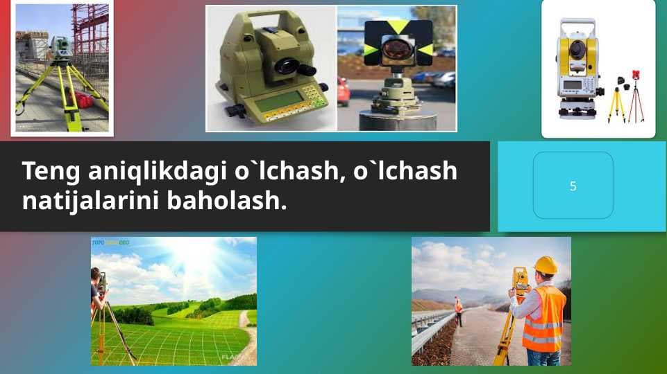 (5-amaliy mashg`ulot)Teng aniqlikdagi o`lchash o`lchash natijalarini baholash.A
